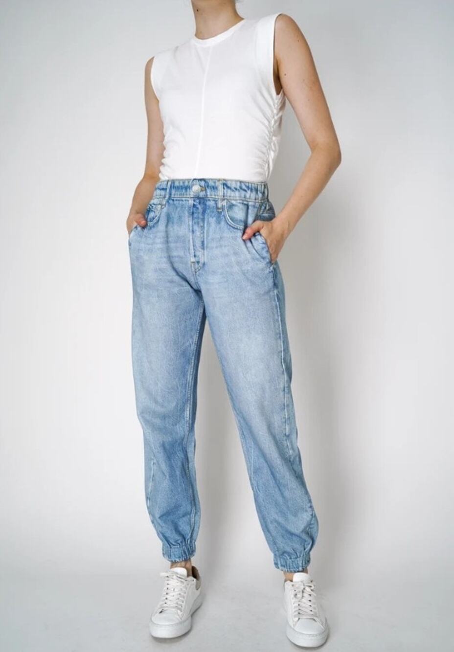 EUC Rag & Bone Miramar Joggers Faux Denim Print Terry Cotton Trompe L’oeil Small